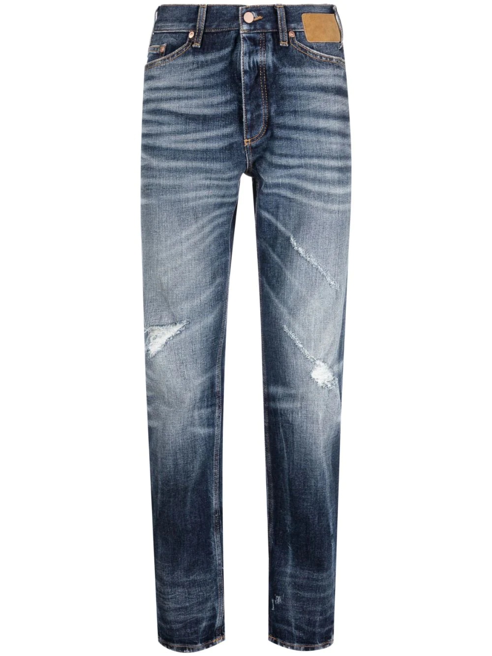 slim-fit distressed straight-leg jeans - 1