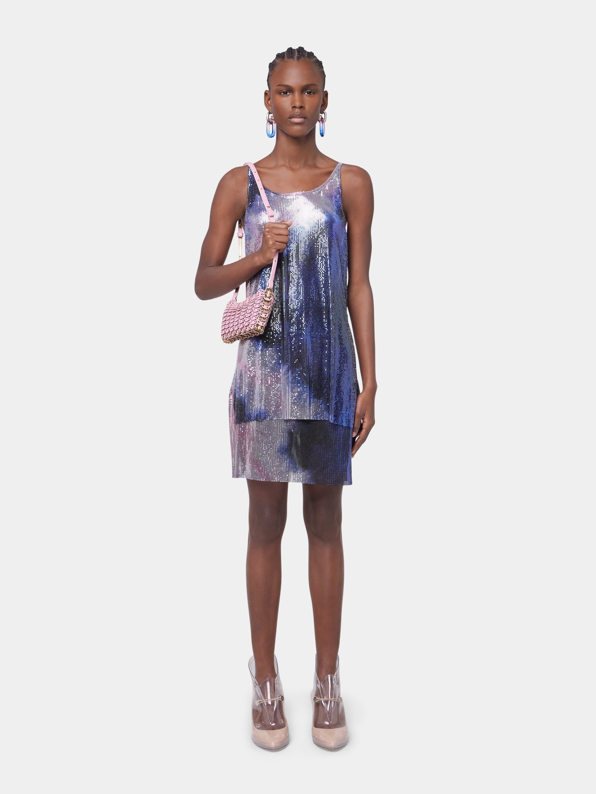 TIE-DYE BLUE TANK TOP IN PRINTED MESH - 2