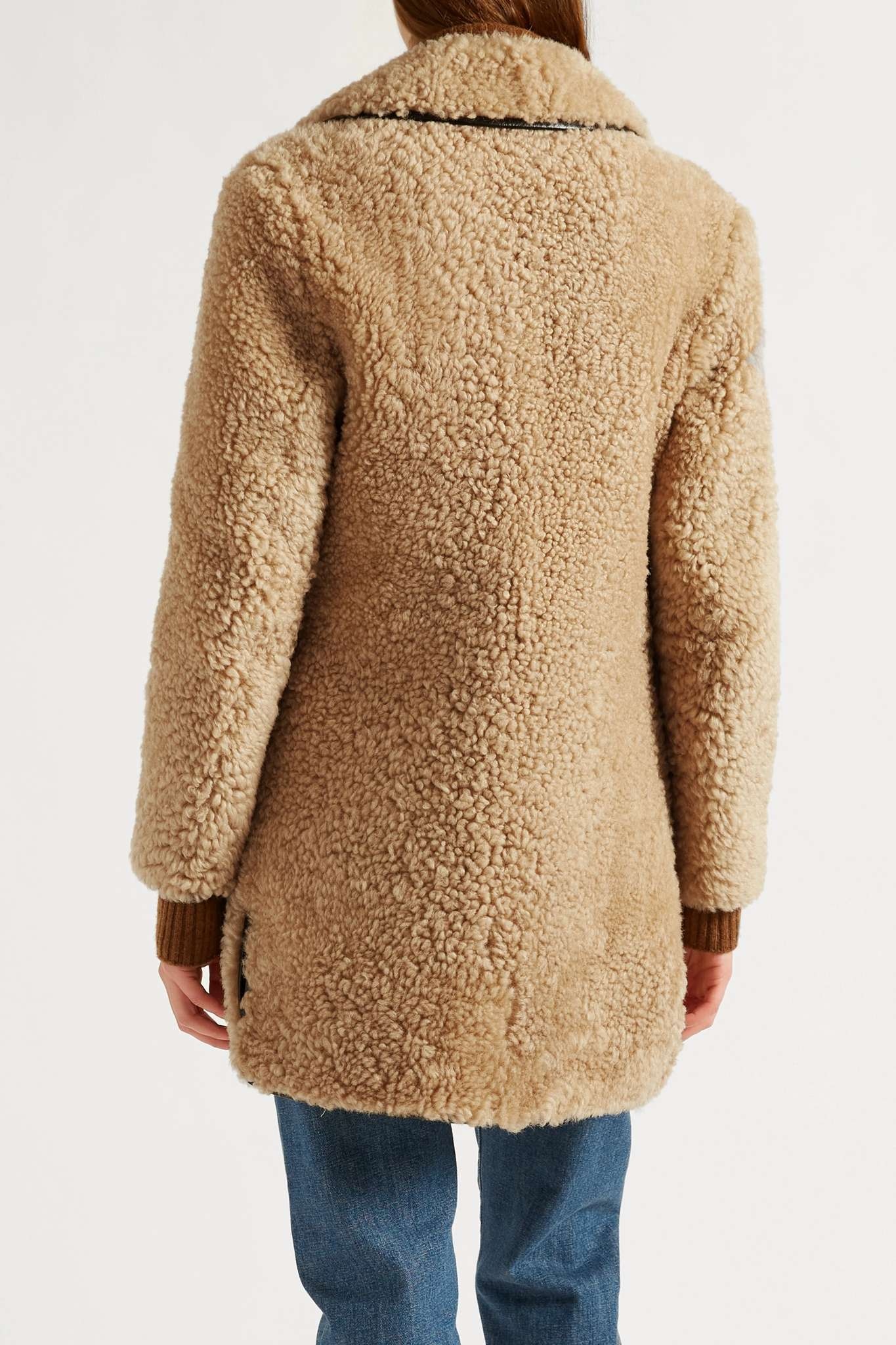 Leather-trimmed shearling coat - 4