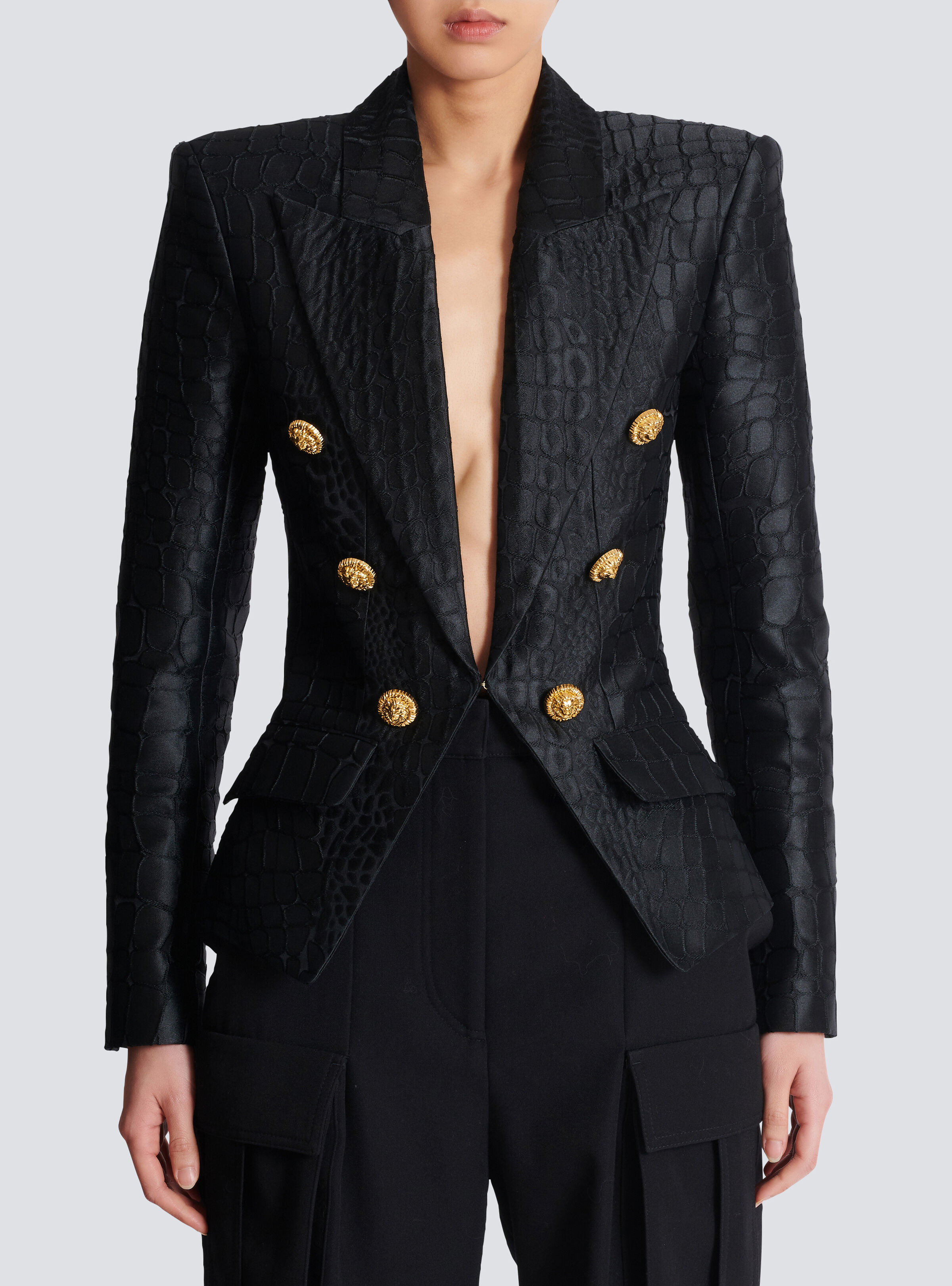 6-button jacket in crocodile jacquard - 5