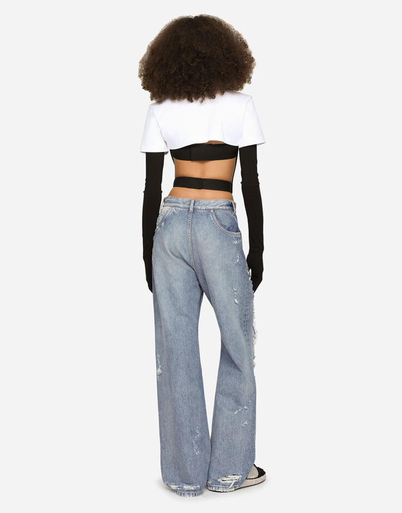 Cropped jersey T-shirt with “KIM Dolce&Gabbana” tag 3