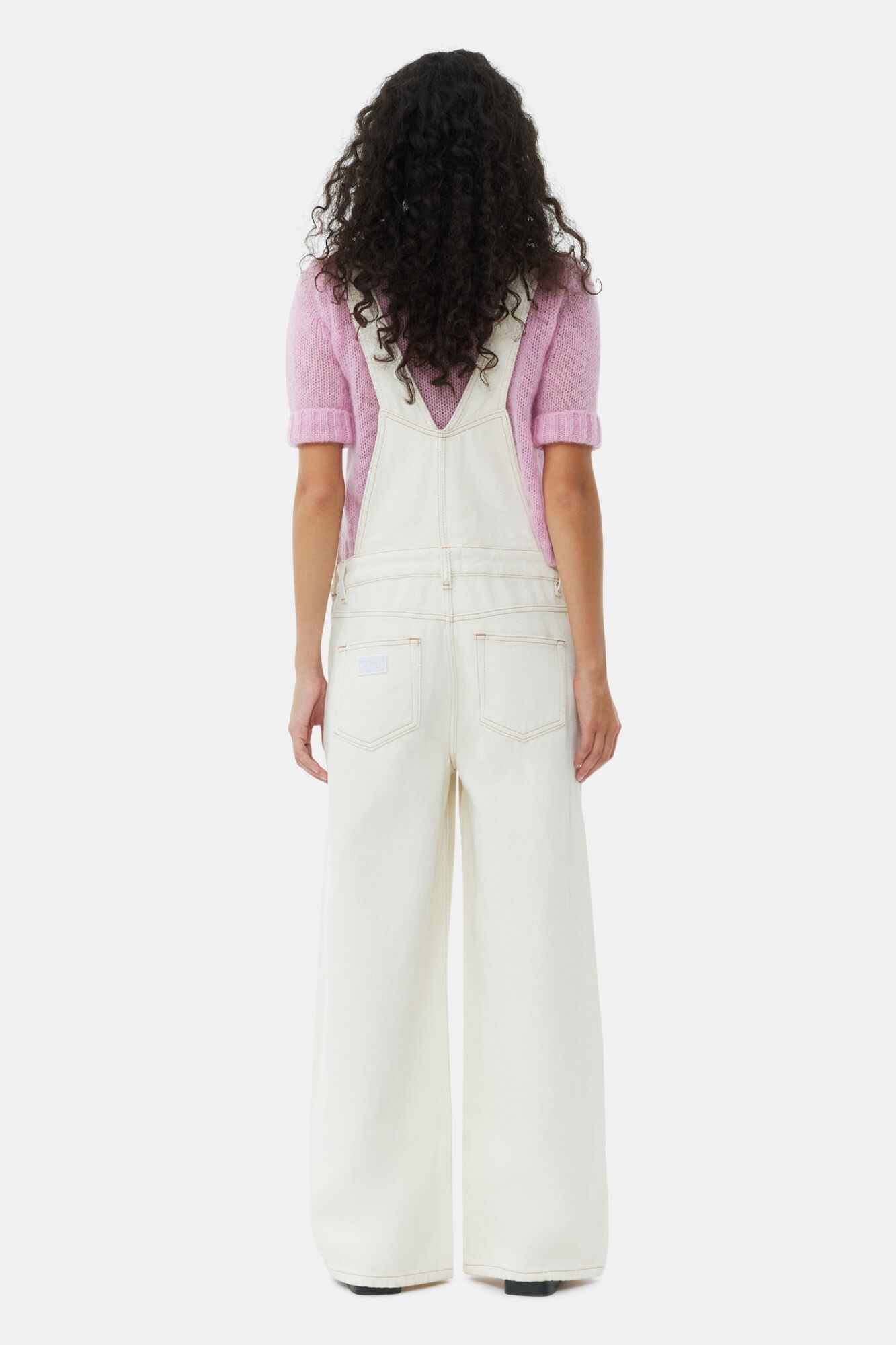 WHITE HEAVY DENIM OVERALLS - 5