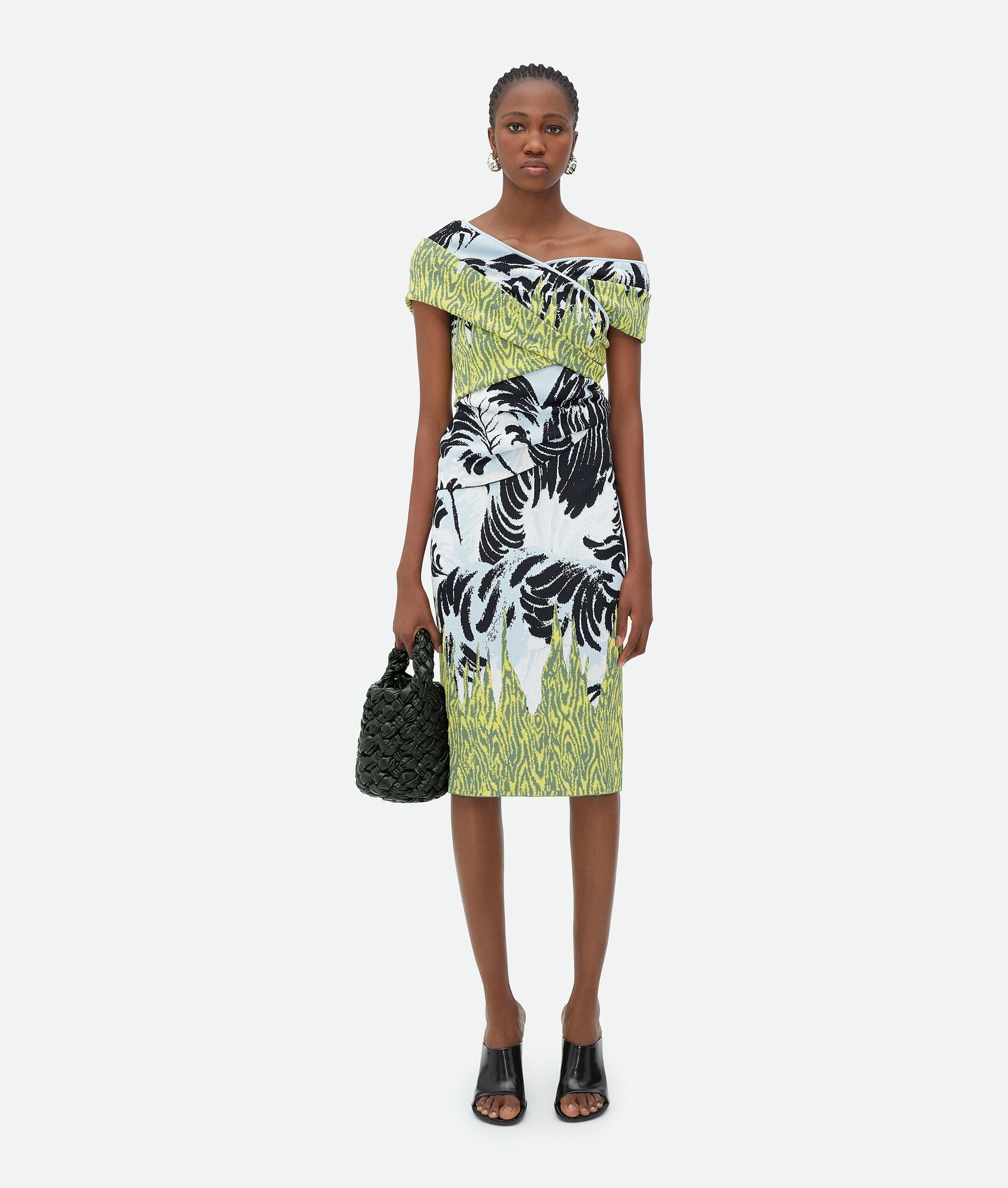 Graphic Viscose Jacquard Midi Skirt - 4