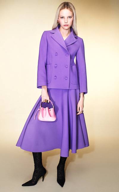 Oscar de la Renta Stretch-Wool Jacket purple outlook