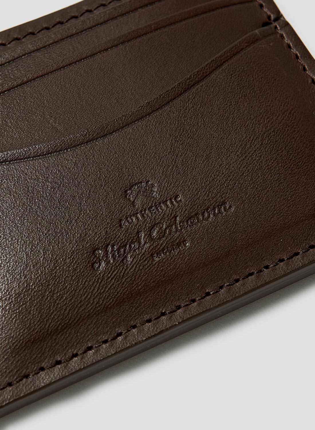 Leather Card Case In Dark Brown - 2