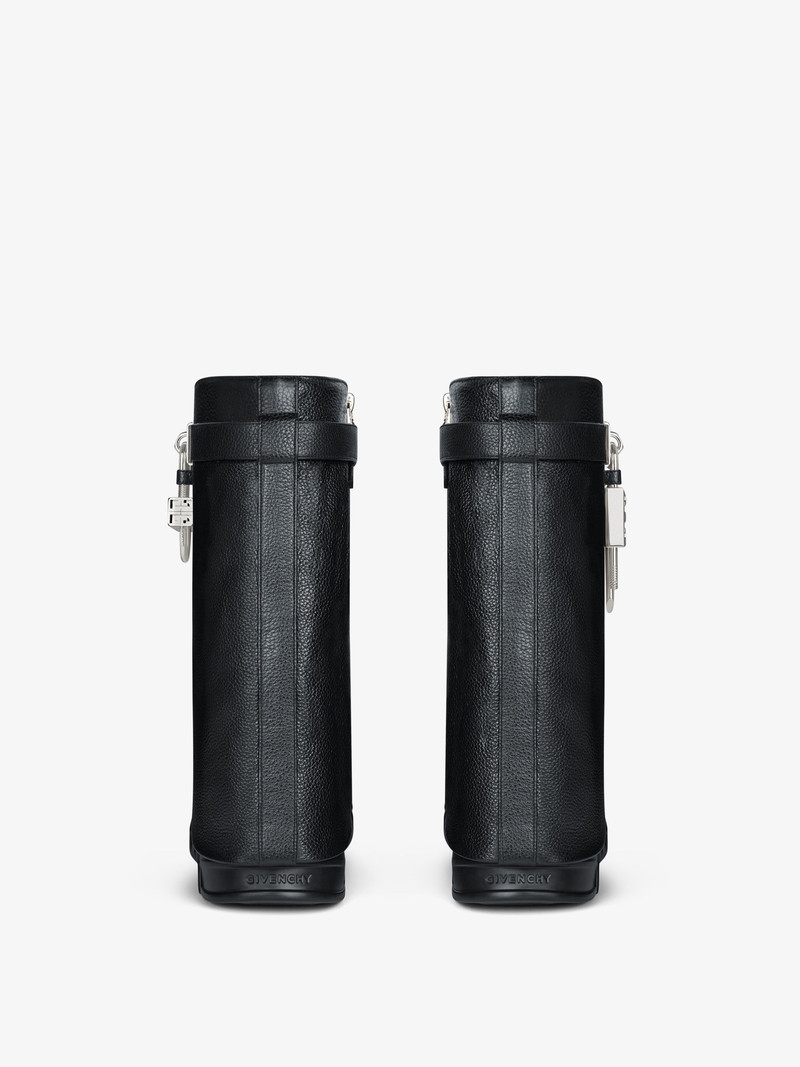 SHARK LOCK BIKER ANKLE BOOTS IN GRAINED LEATHER 5