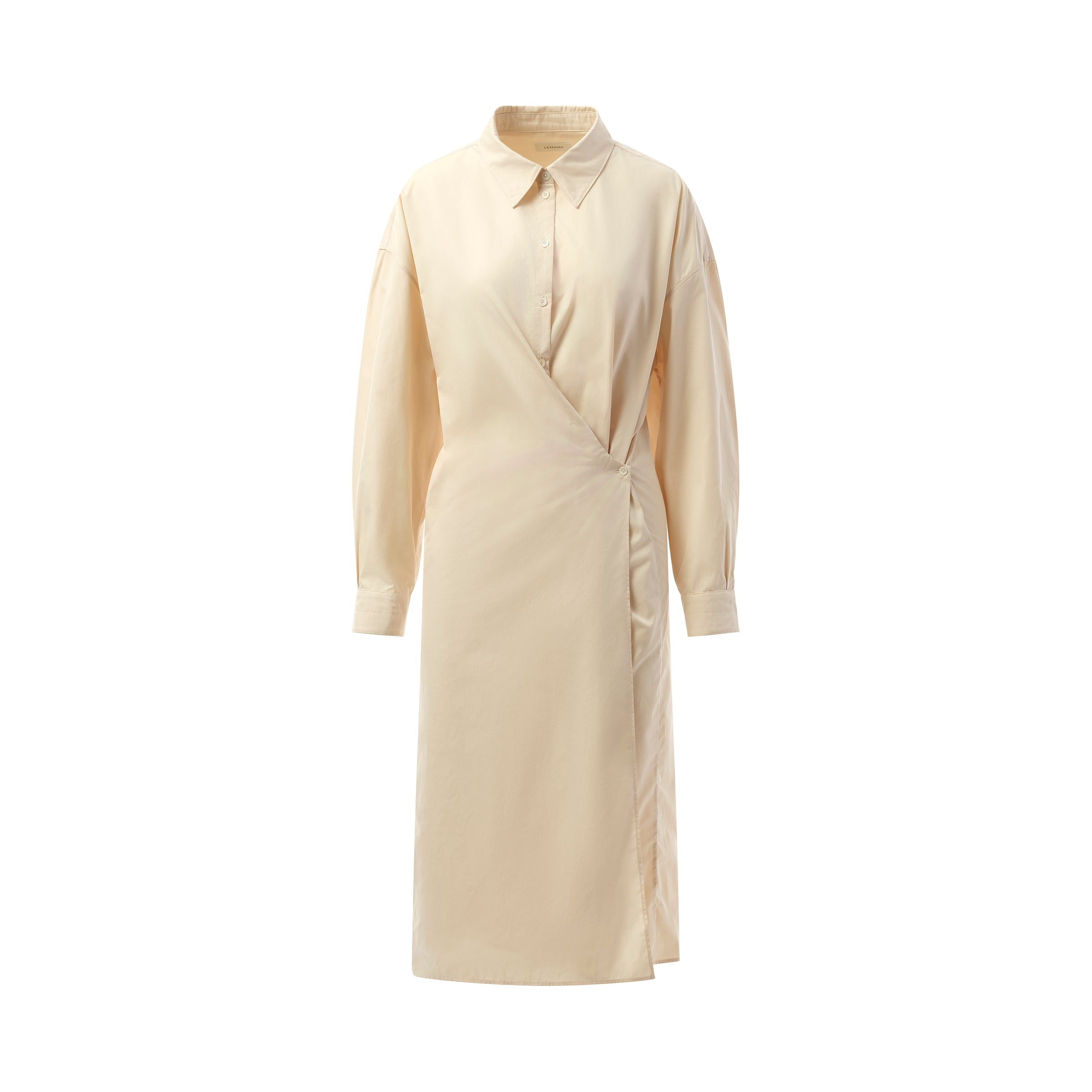 Straight Collar Twisted Dress in Light Cream - 2