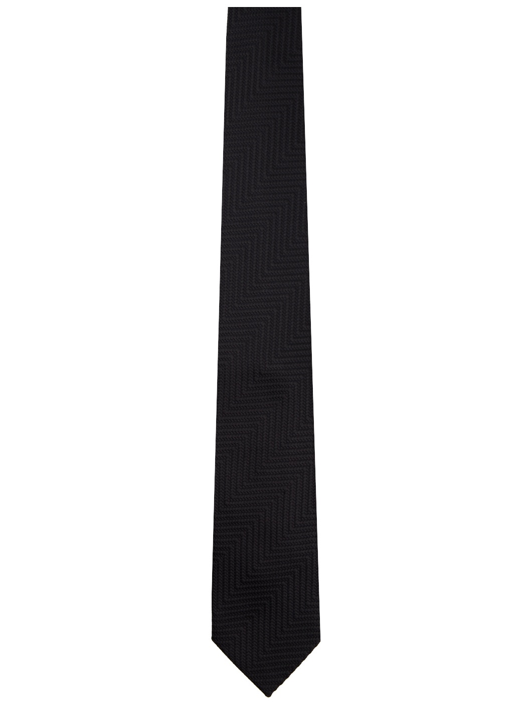 Black Giant Herringbone Tie - 1