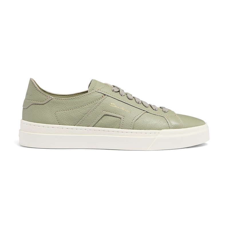 Men's light green tumbled leather Double Buckle Sneaker - 1