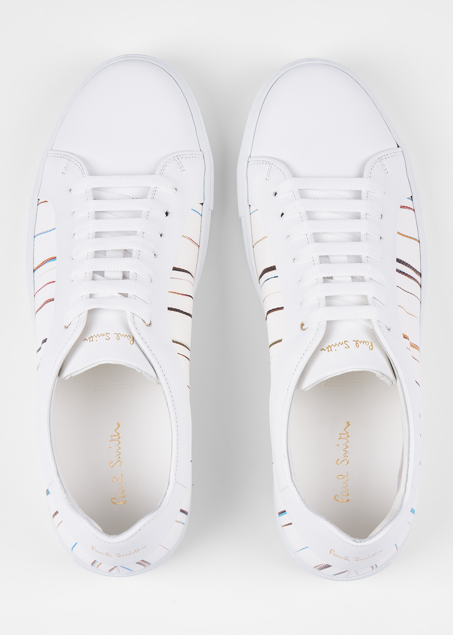 White 'Signature Pinstripe' Leather 'Basso' Trainers - 5