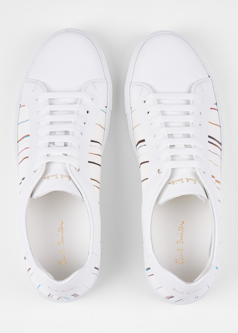 White 'Signature Pinstripe' Leather 'Basso' Trainers 5