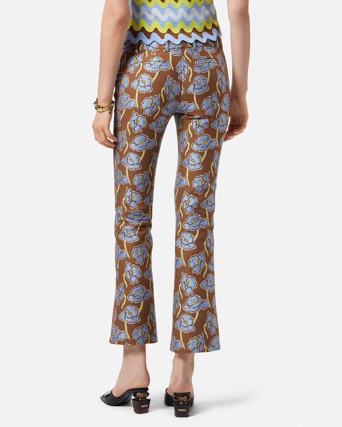 Poppies Jacquard Crop Flared Pants - 5