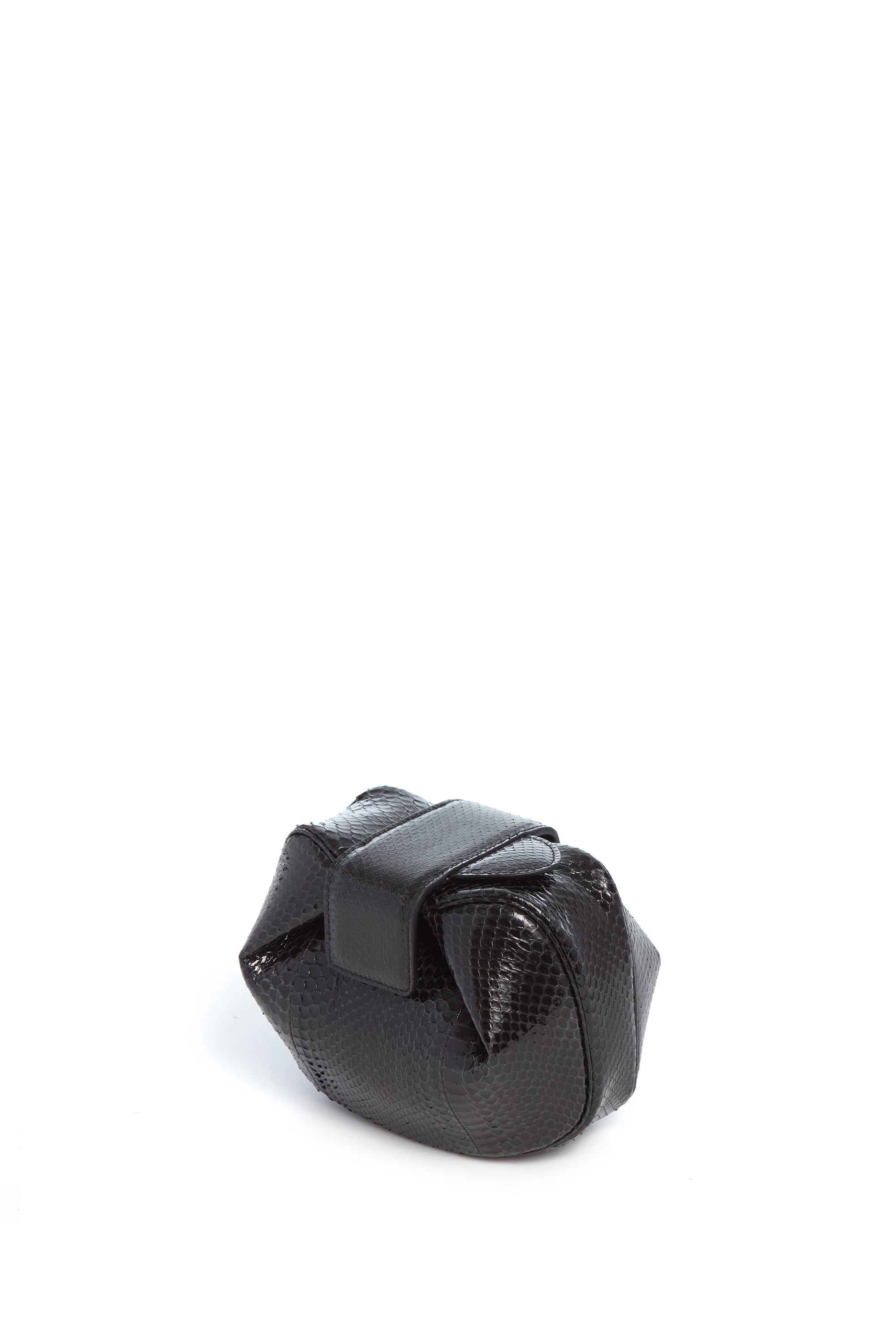 Soft Demi Clutch in Black Snakeskin - 3
