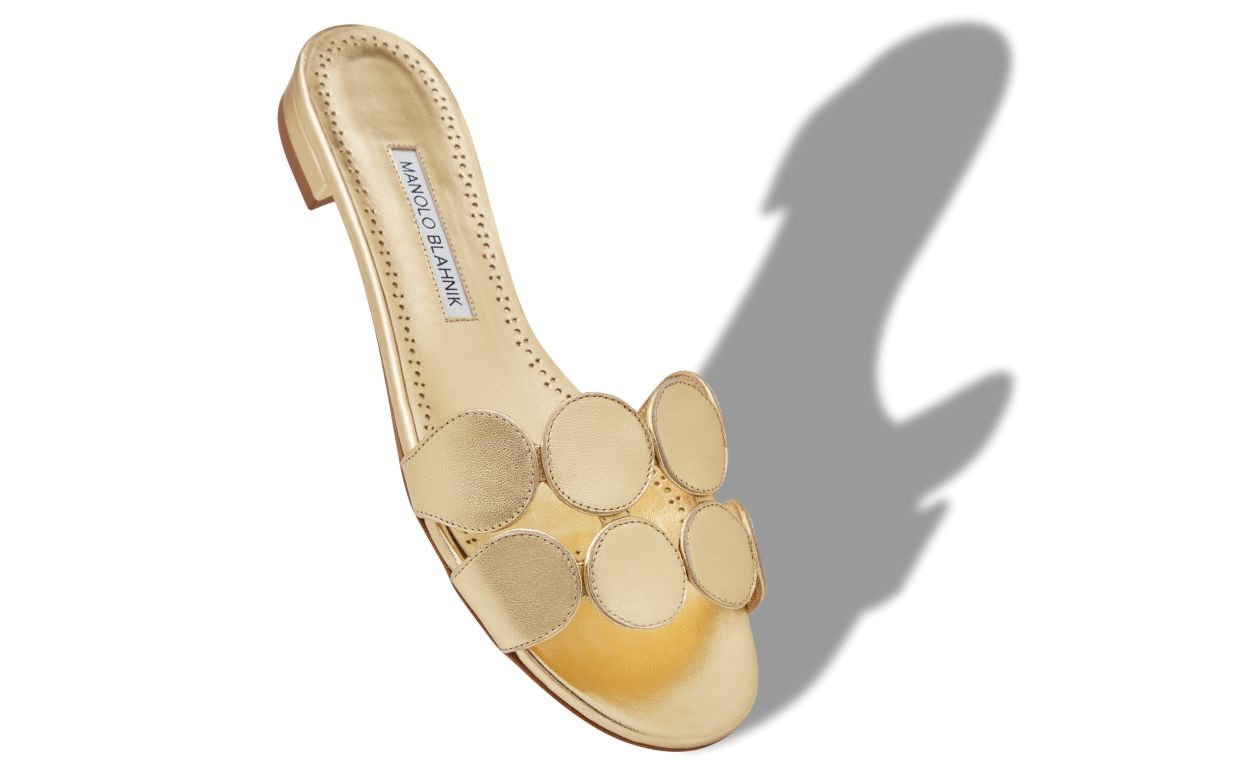 Gold Nappa Leather Flat Sandals - 2