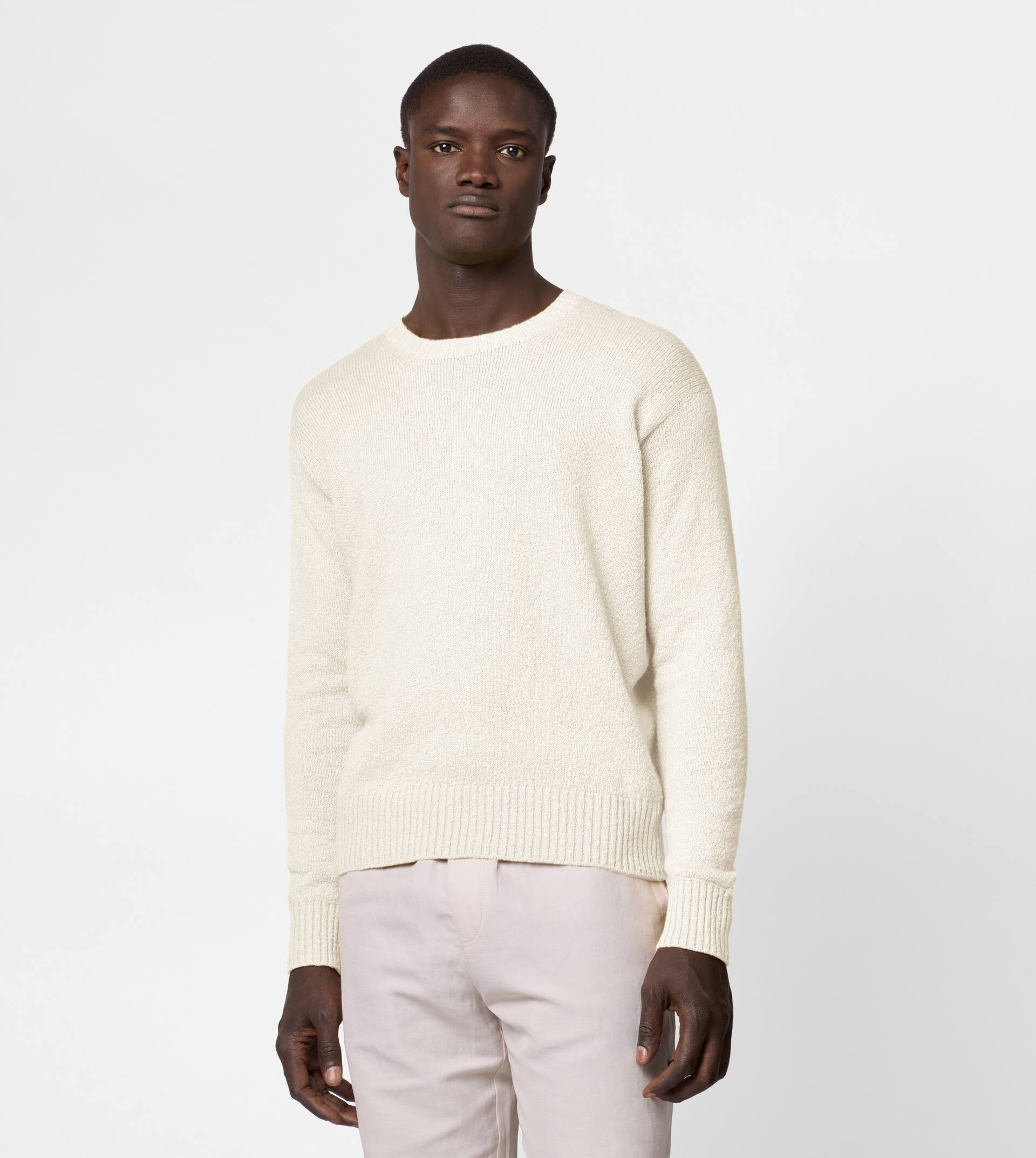 ROUND-NECK PULLOVER IN COTTON - OFF WHITE - 3