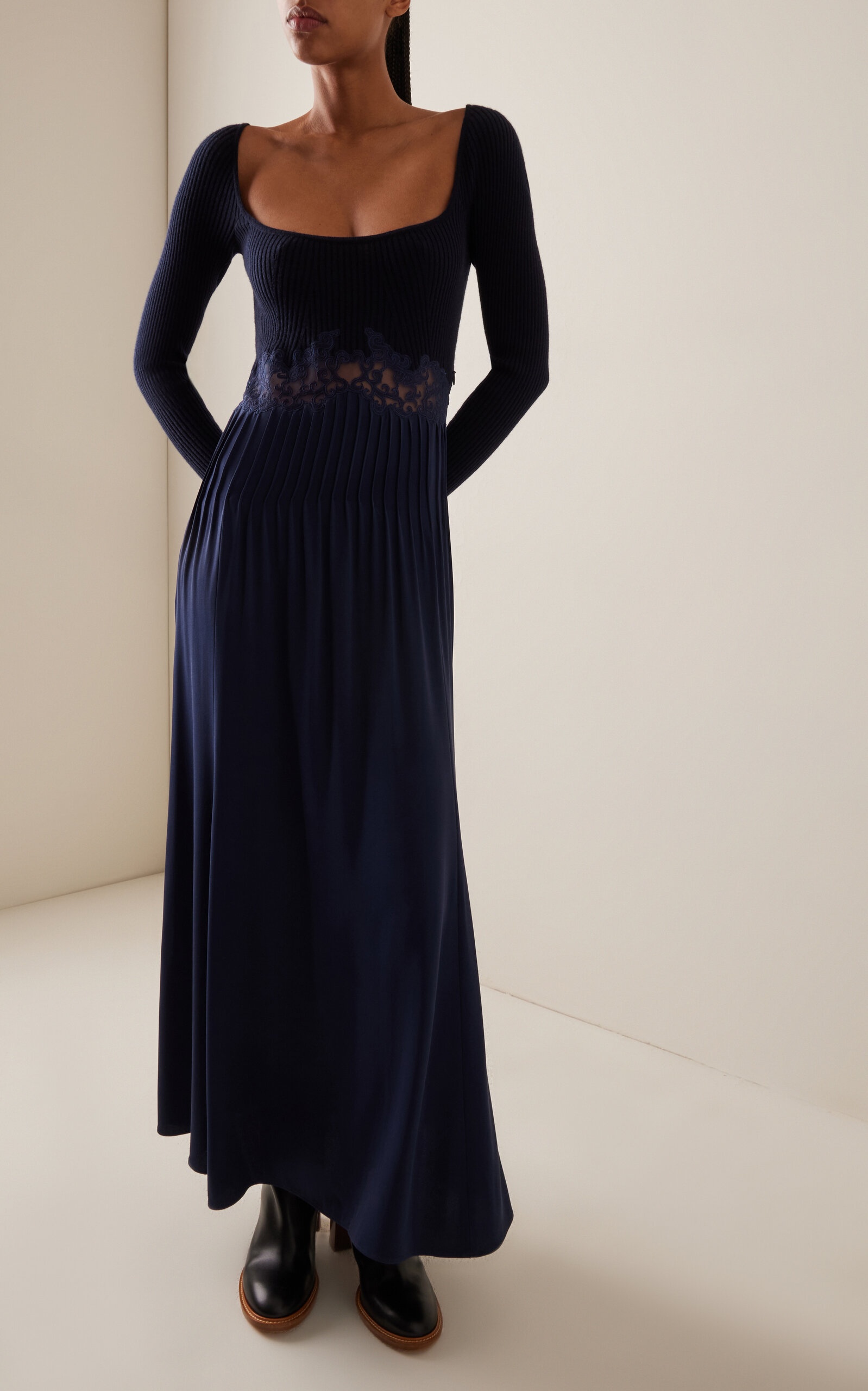 Prior Silk Maxi Dress navy - 4