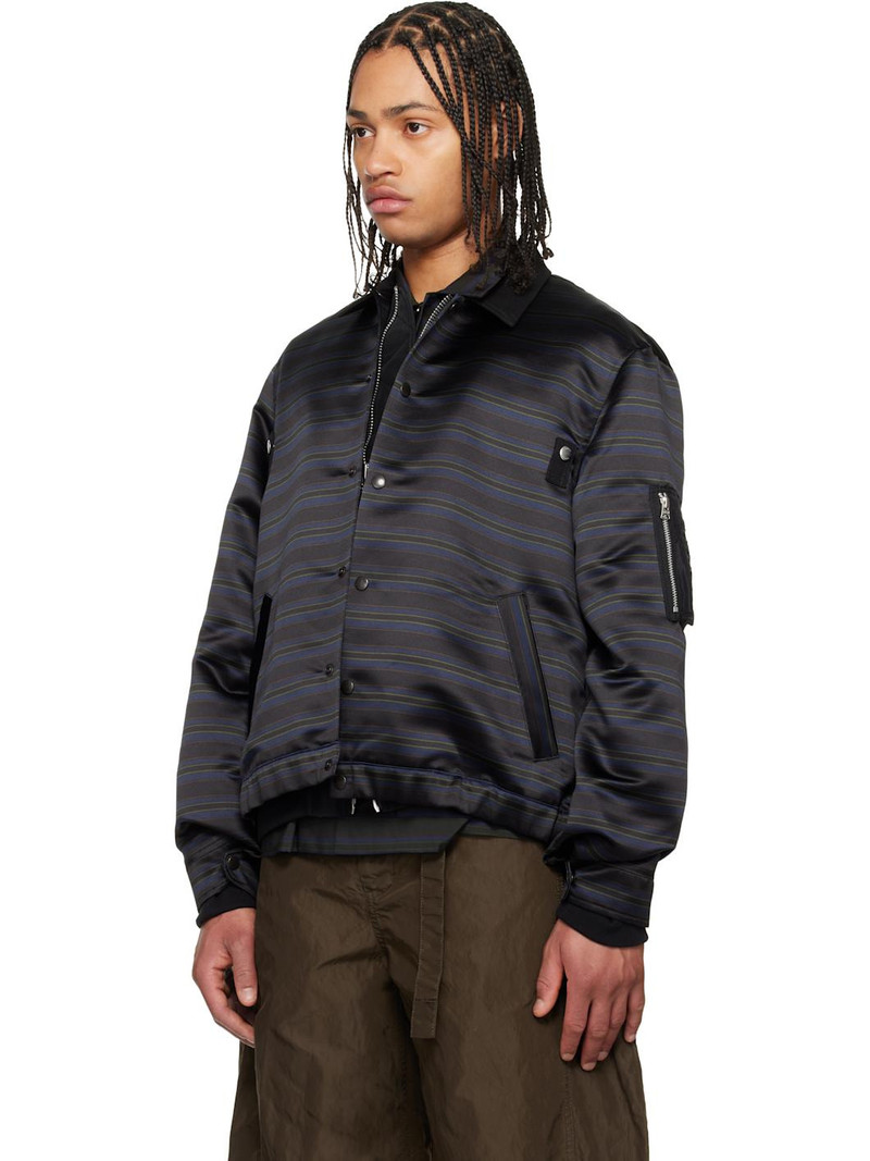 sacai Navy Horizontal Stripe Blouson Bomber Jacket outlook