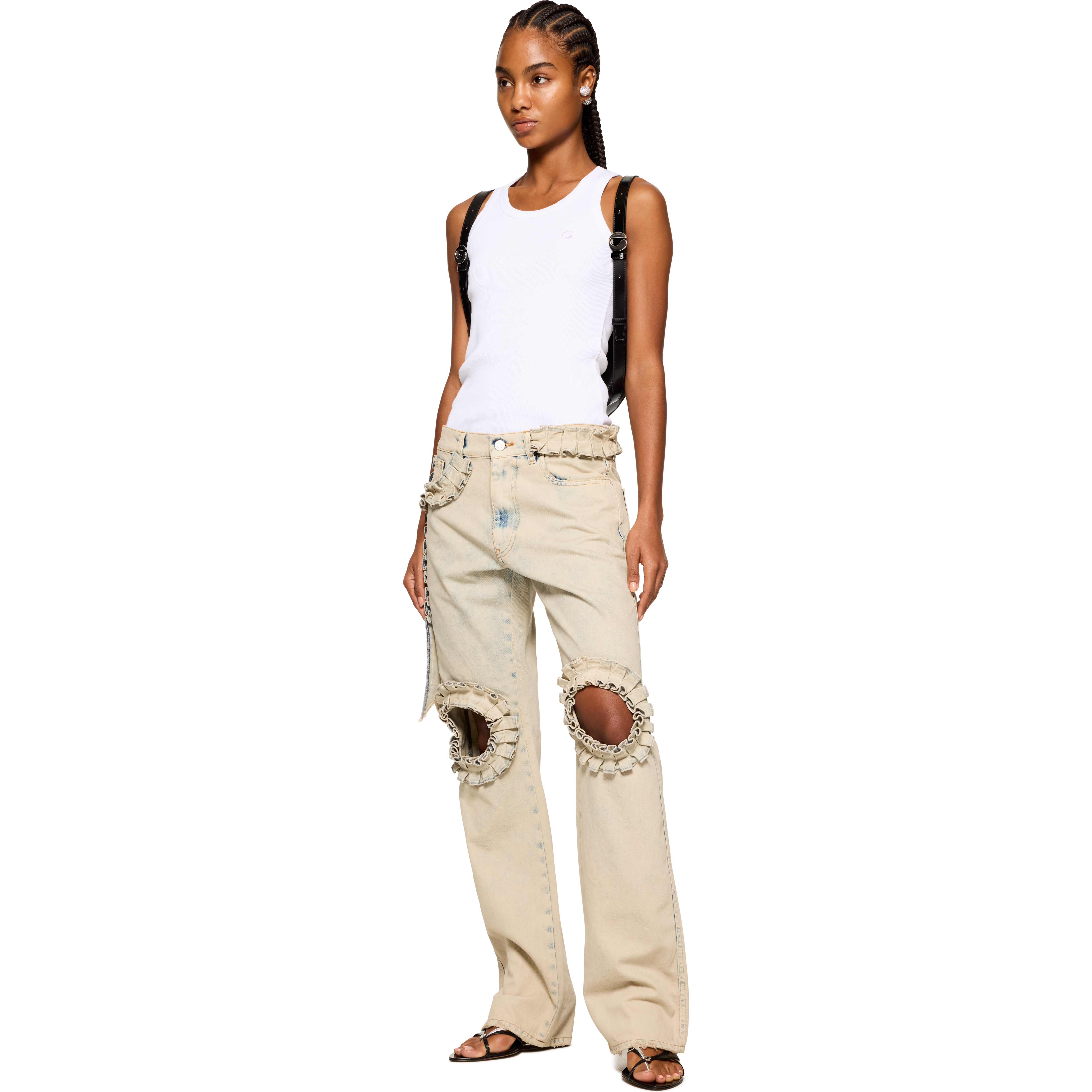 Ruffled Boyfriend Jeans - 4