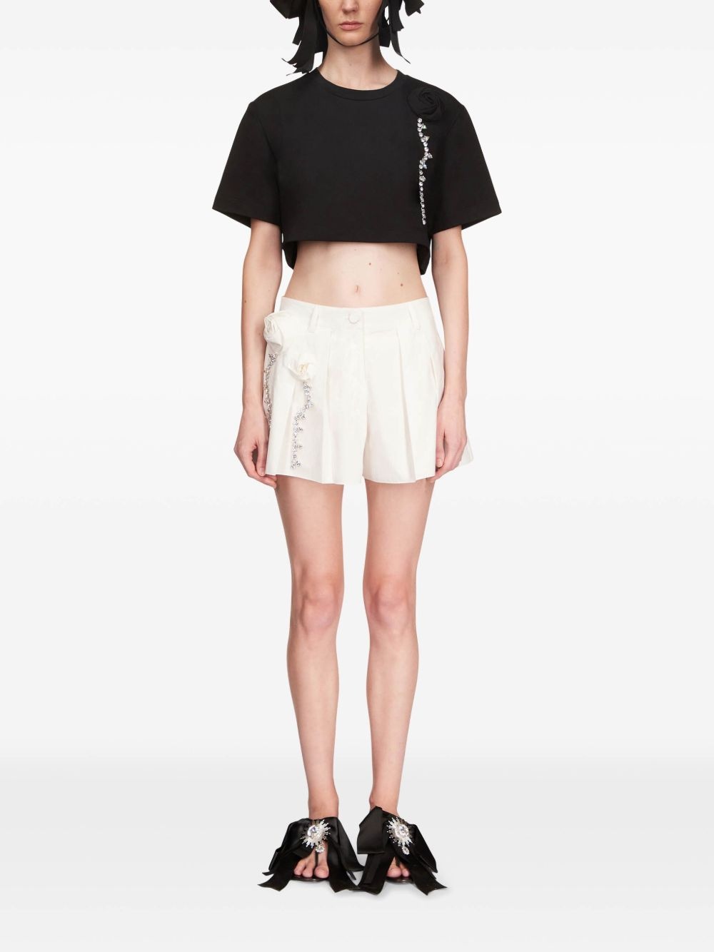 crystal-embellished cropped t-shirt - 2