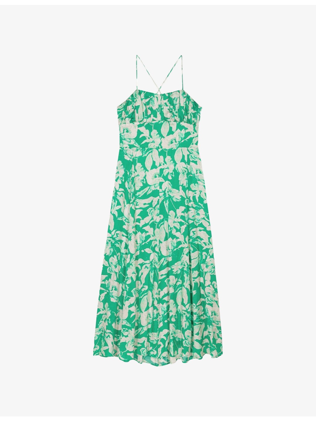 Graphic-Print Square-Neck Woven Midi Dress - 1