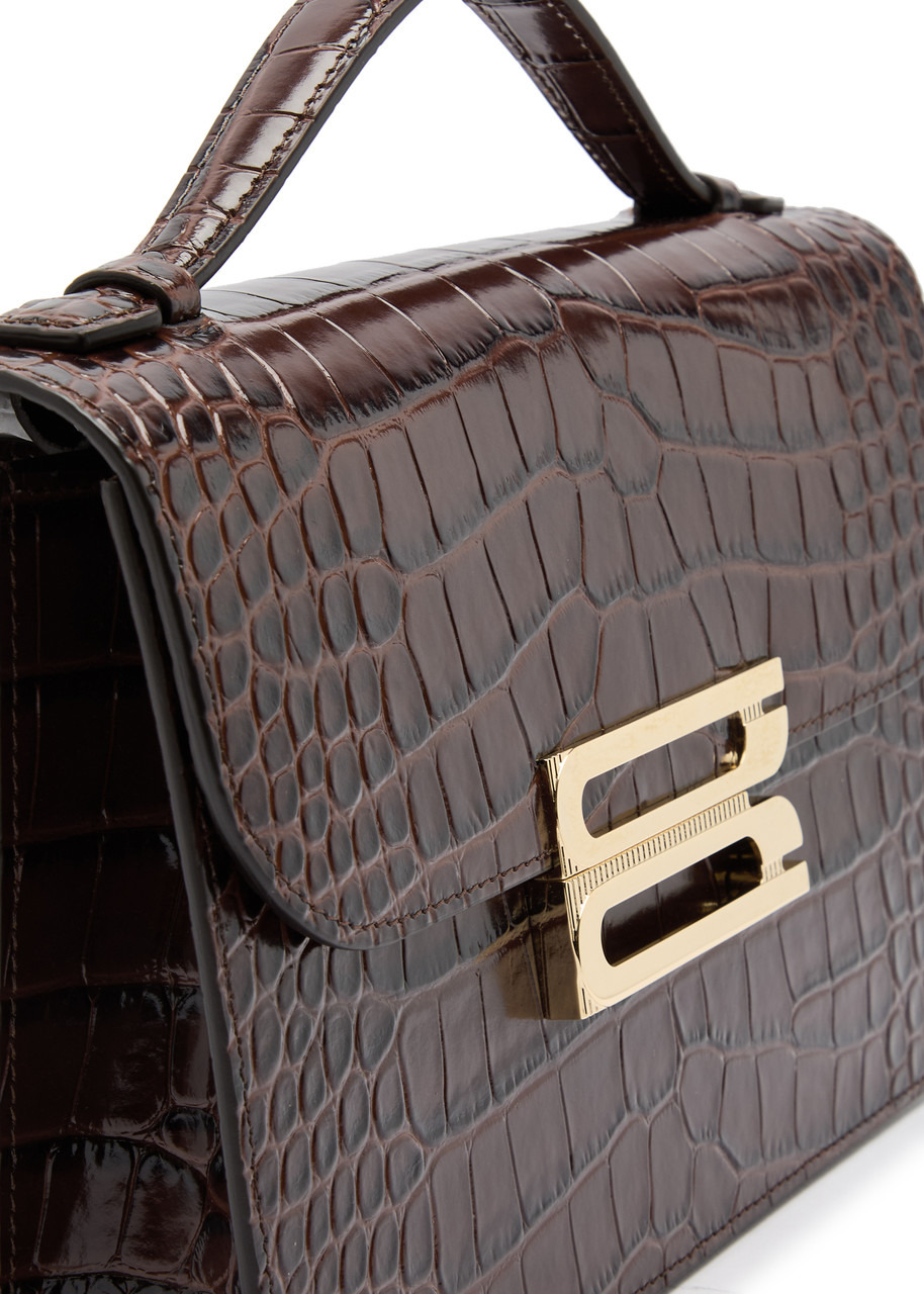 Victoria Beckham Dorian Small Crocodile-effect Leather top Handle bag - 3