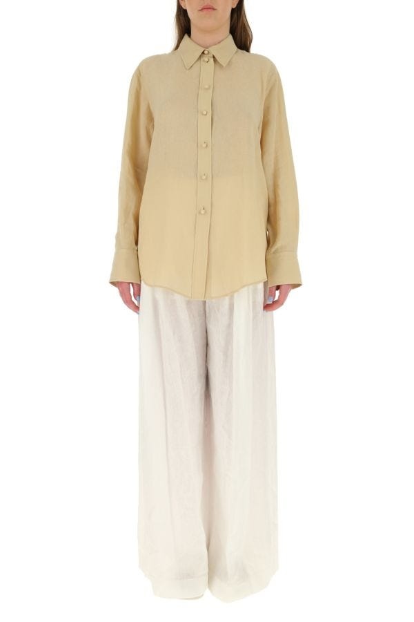 Beige linen oversize shirt - 2