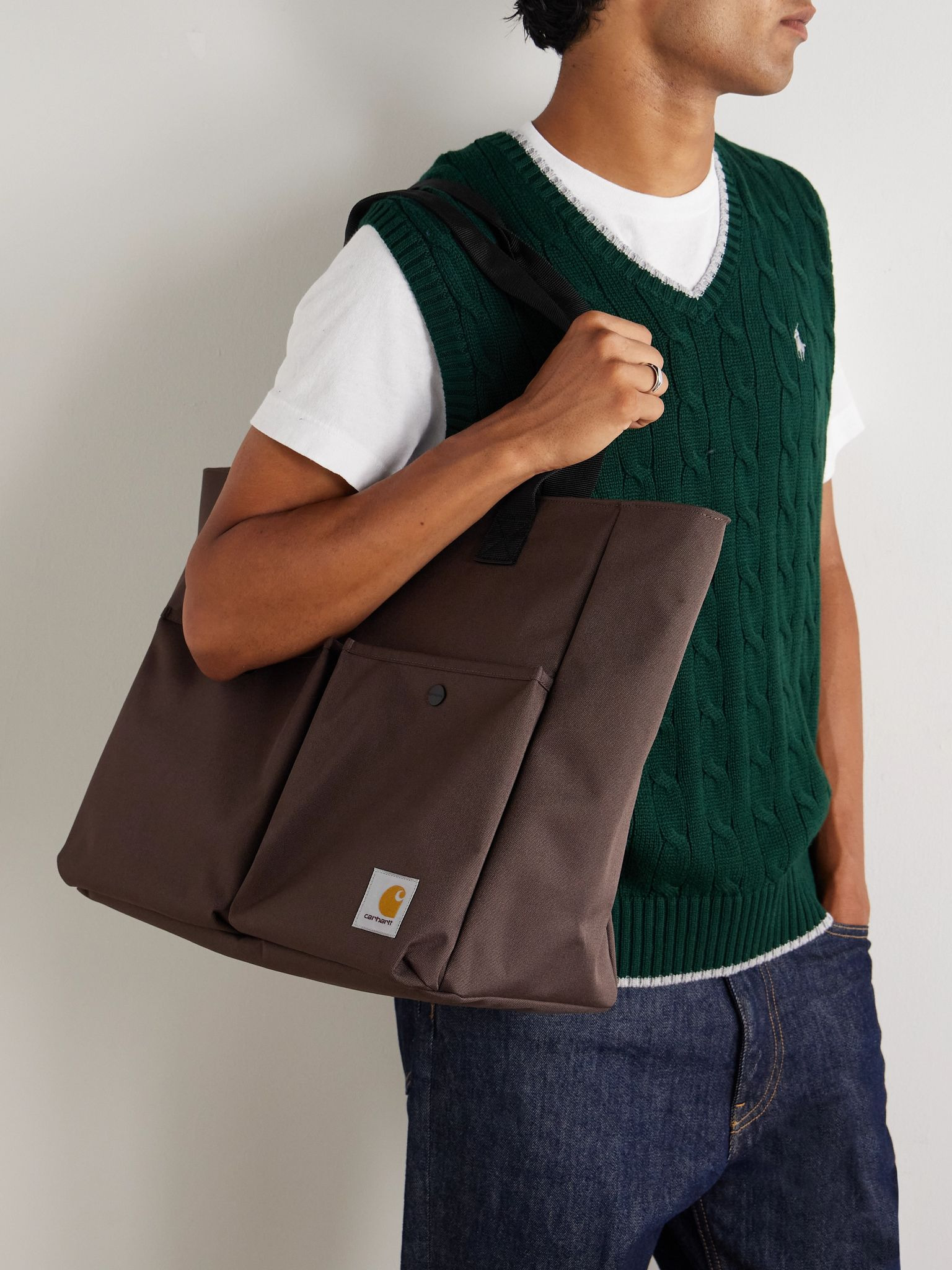 Carhartt Jake Webbing-Trimmed Logo-Appliquéd Canvas Tote Bag Brown ...