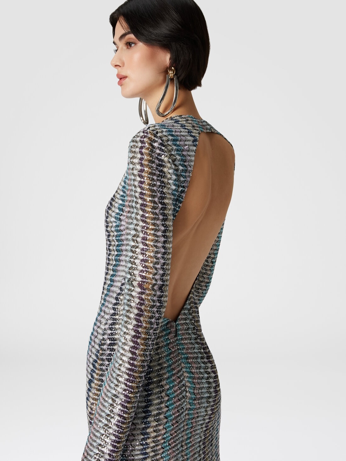 Long dress with sequins and cut-out detail - 5