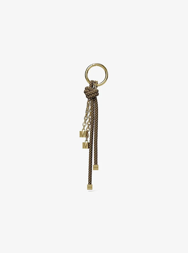 Gold-Tone and Speckled Cord Bag Charm - 1