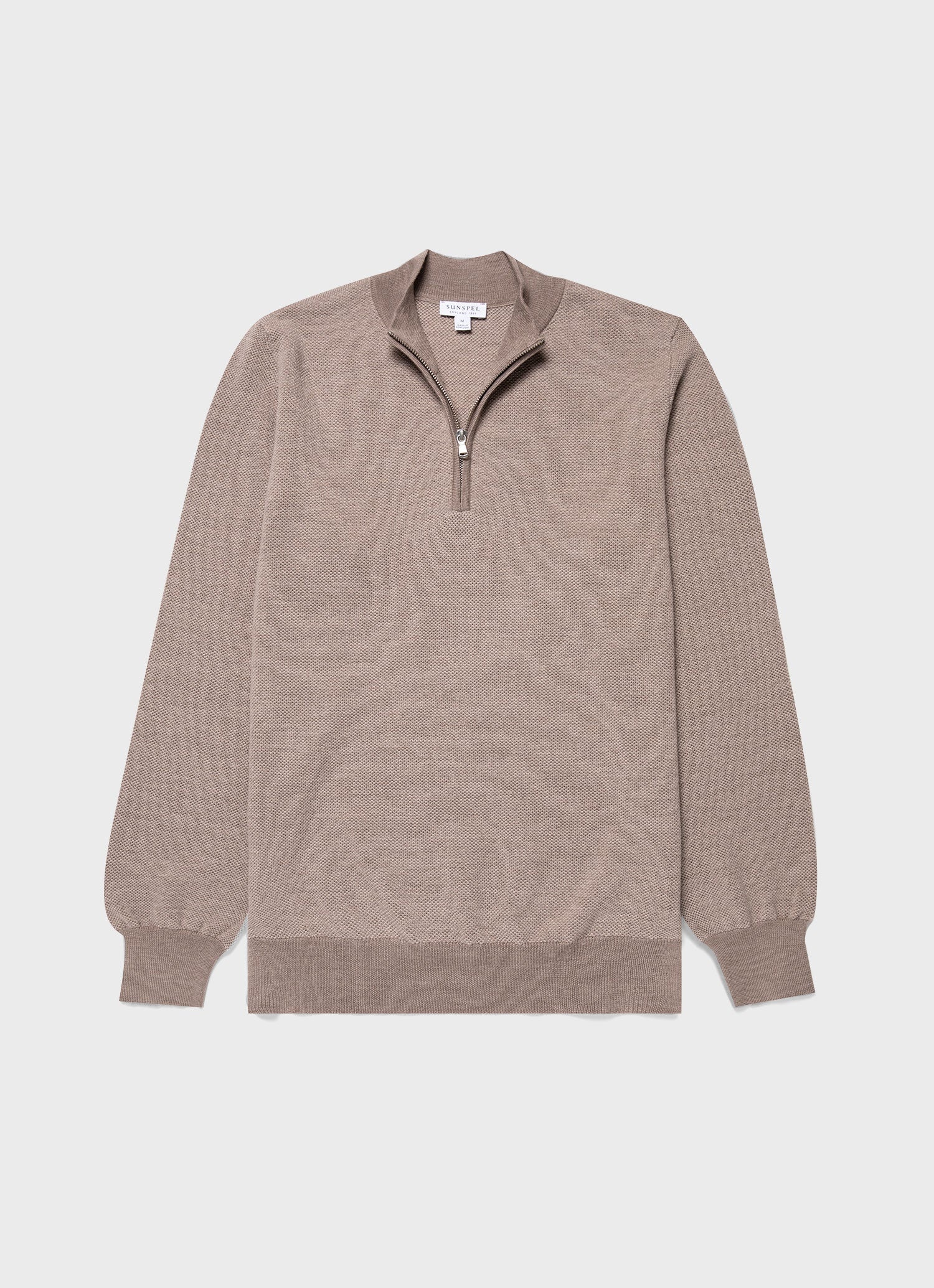 Merino Honeycomb Zip Neck Jumper - 1