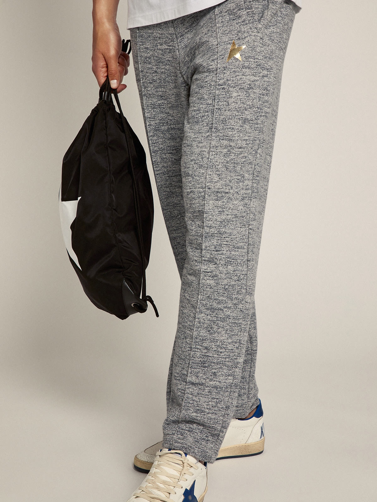 Men’s gray melange cashmere blend joggers