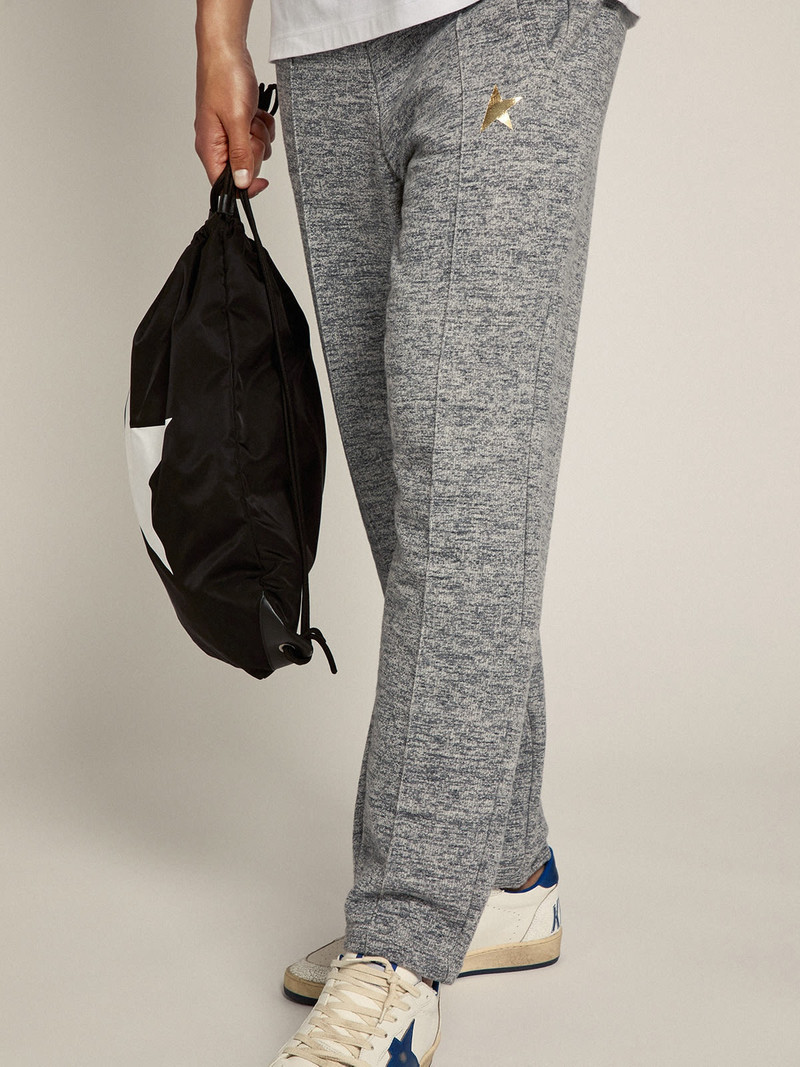 Golden Goose Men's gray joggers with gold star on the front outlook