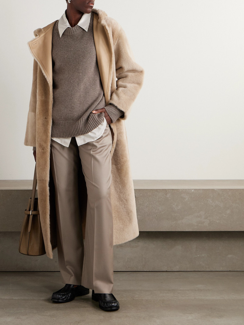 Yves Salomon Hooded Belted Shearling Coat outlook