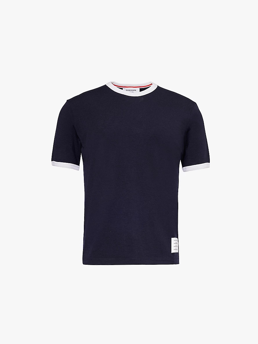 【関税・送料無料】Thom Browne Ringer Tシャツ Thom Browne White Ringer T-Shirt Thom Browne