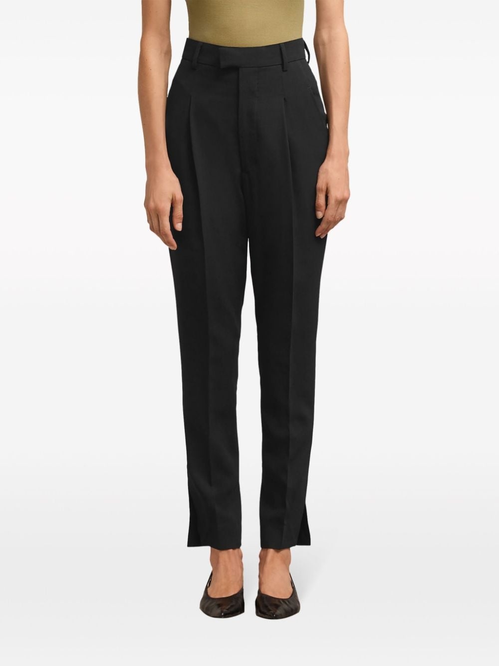 high-waist tapered-leg trousers - 5