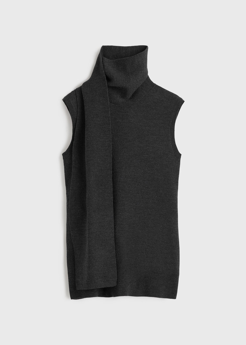 Sleeveless scarf 니트 어두운 회색 melange 1