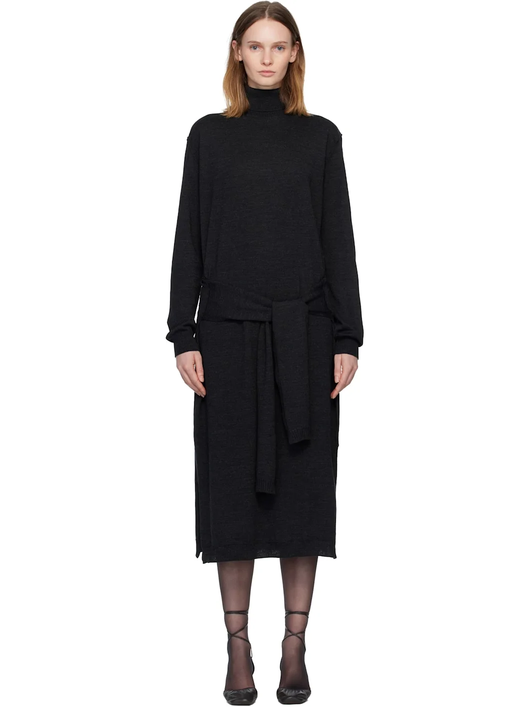 Gray Trompe L'oeil Midi Dress - 1