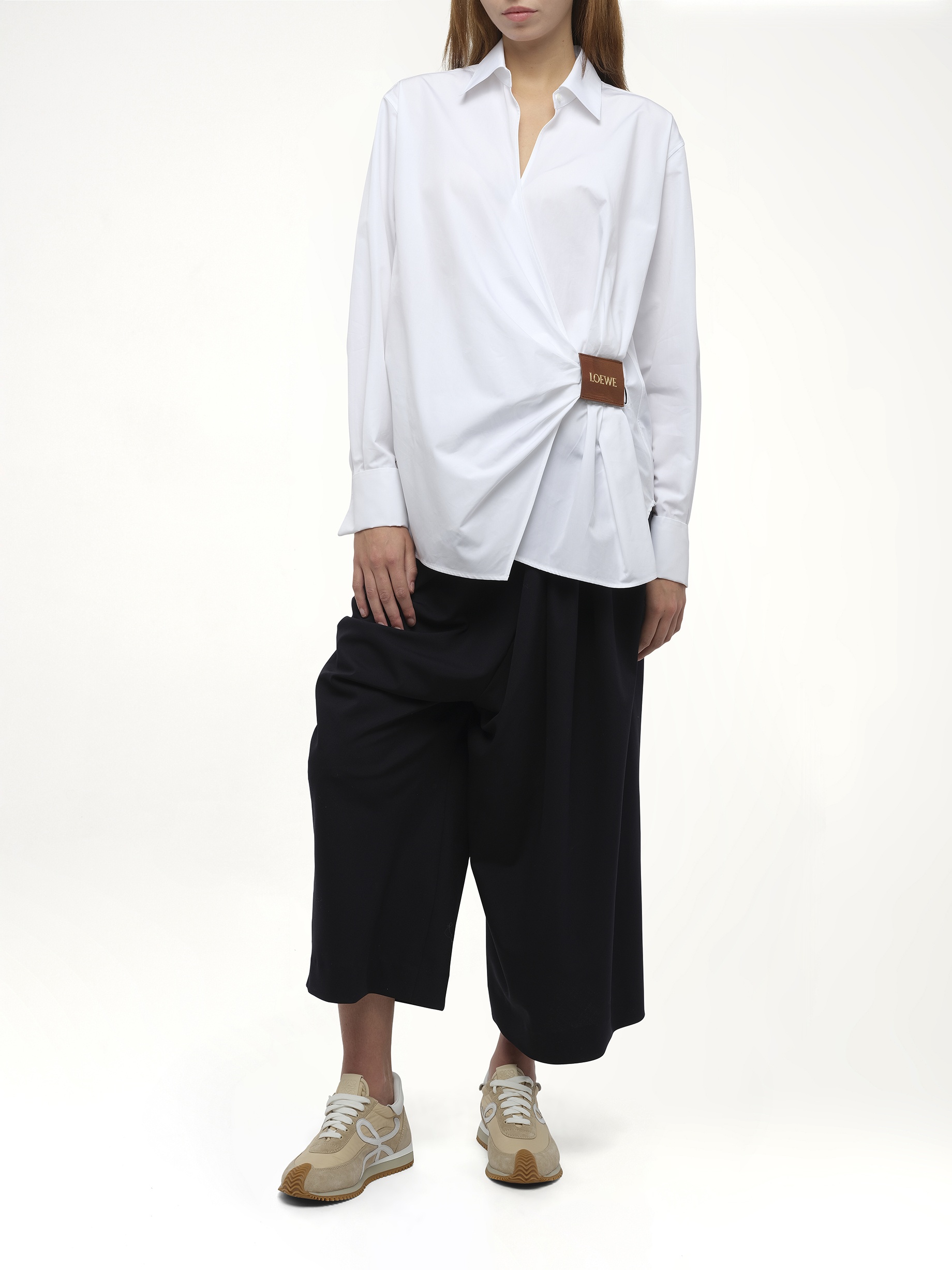 Draped Logo Shirt in White - 4