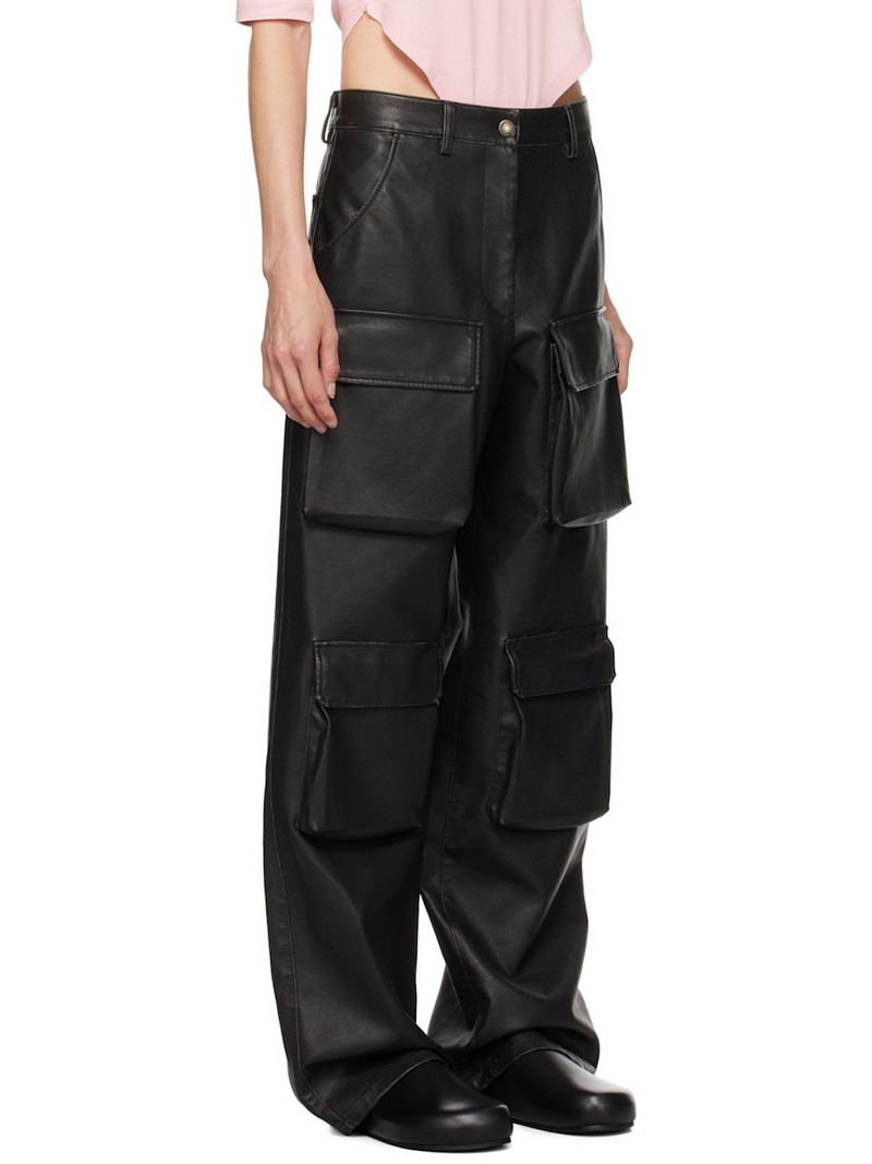 Black Pocket Faux-Leather Cargo Pants 2