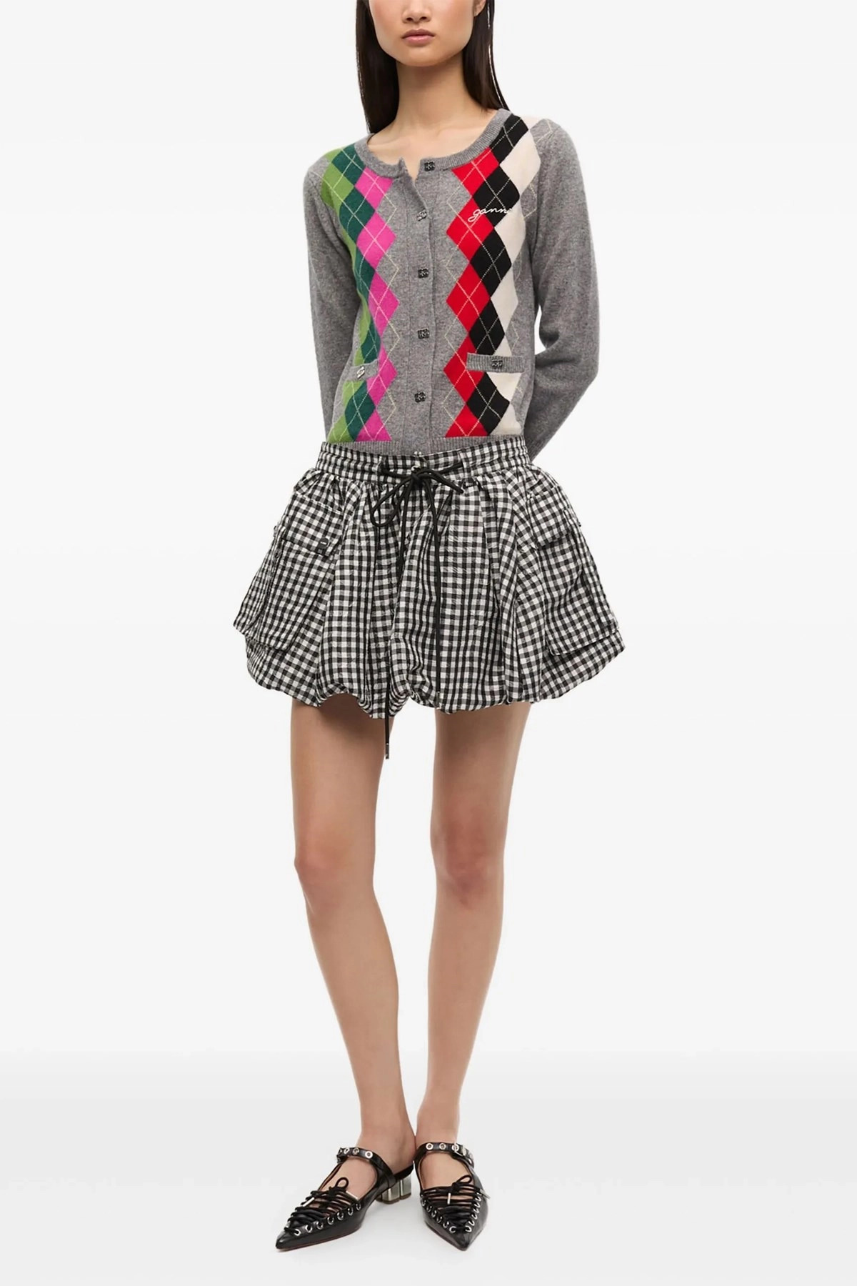 'Crinkled Check Mini Bubble' skirt - 2