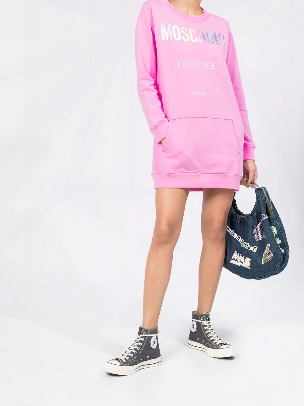 logo-print sweatshirt dress - 2