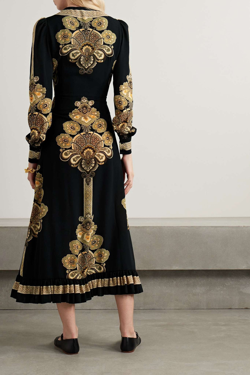 Ruffled printed stretch-crepe midi dress 3