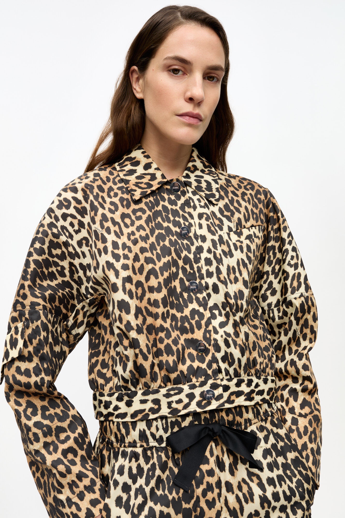 LEOPARD DUCHESSE NYLON CROPPED JACKET - 2