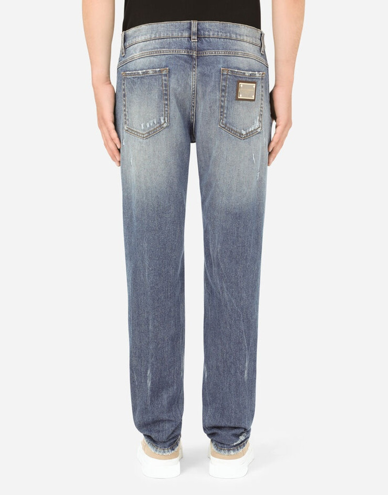 Regular-fit stretch jeans with small rips 3