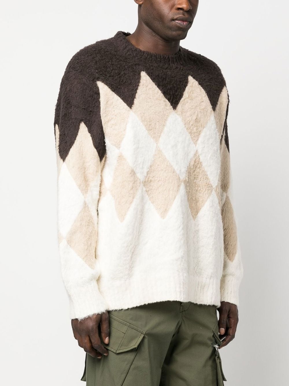 argyle-check-pattern sweatshirt - 3
