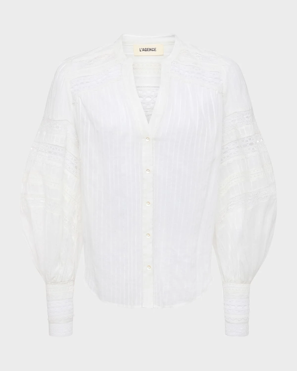 Kiera Semi-Sheer Geometric-Trim Blouse - 1