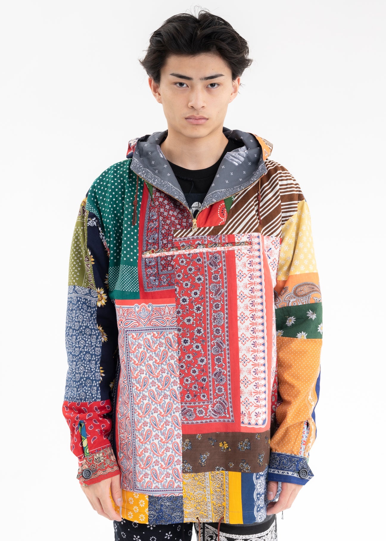 Mix VINTAGE BANDANA PATCHWORK ANORAK JACKET - 4