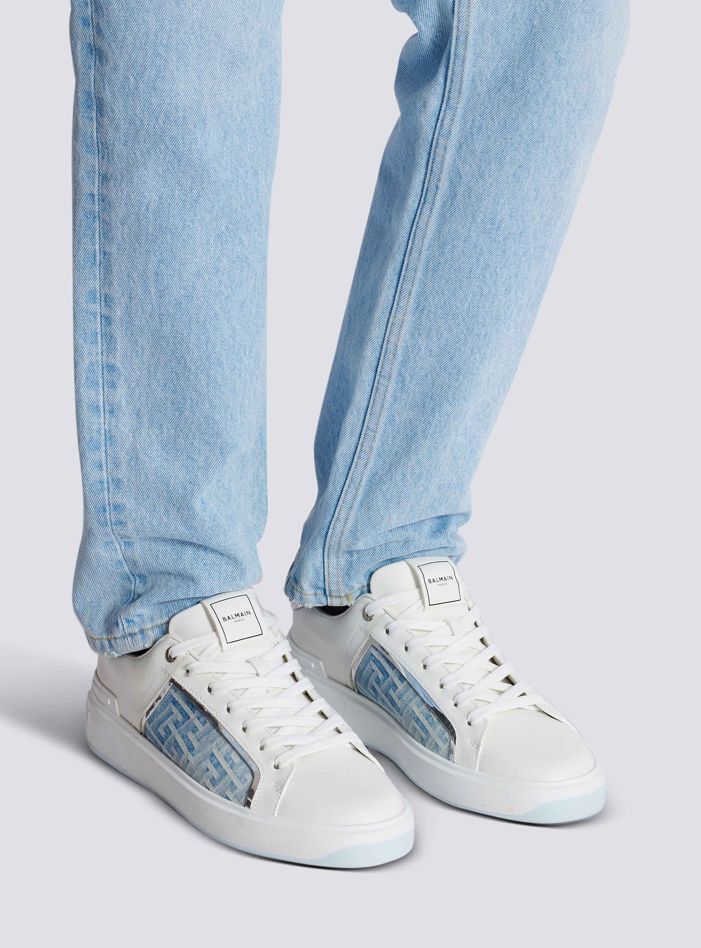 B-Court trainers in leather and denim - 9