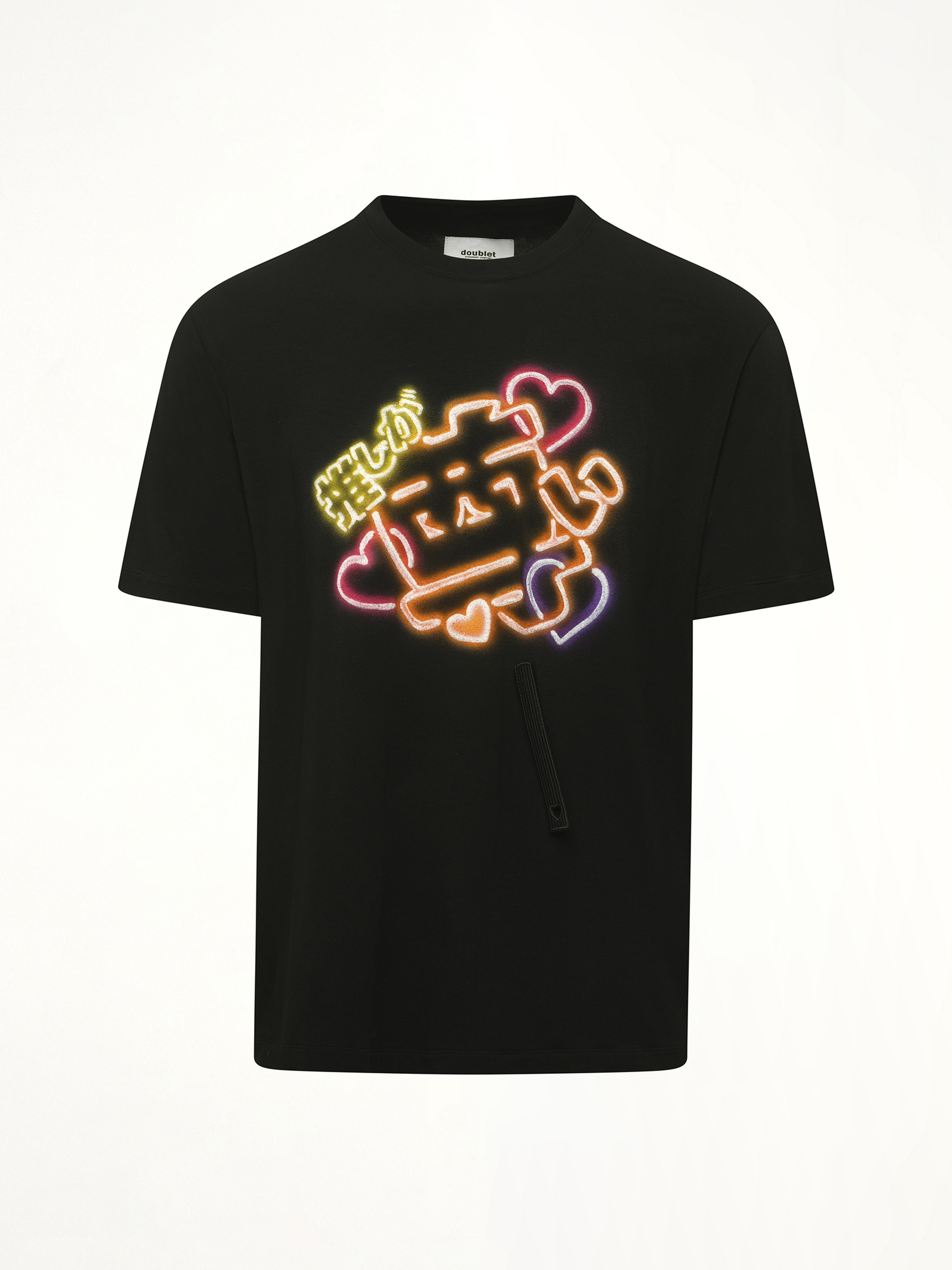 Big Japanese Neon Paint Fan Service T-Shirt in Black - 2