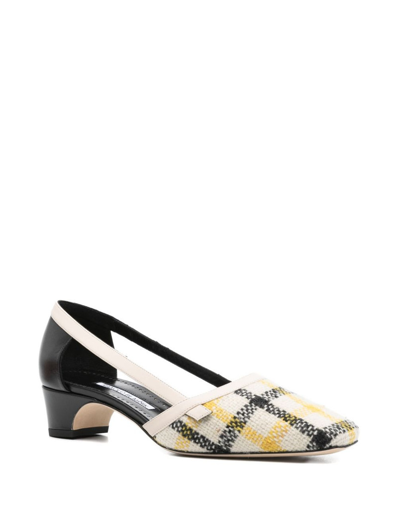Manolo Blahnik 30mm Varro checked-pattern cut-out pumps outlook